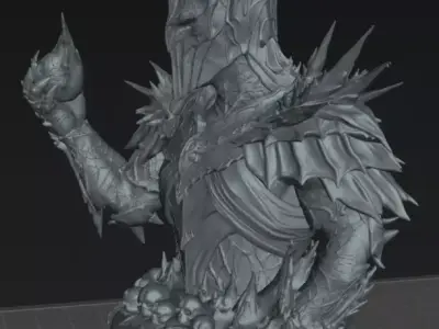 Knight Zyraeth Lord of the Abyssal Flame  Dark Fantasy Bust STL 3D print model