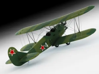 Po-2 Polikarpov Soviet biplane 3D model