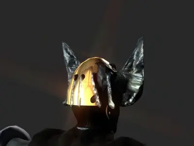 Winged bear viking helmet Low-poly 3D model