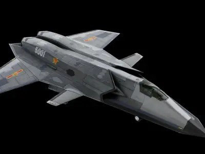 J-50 Trident Chinese Concept Fighter Low-poly 3D model