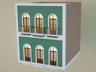 Old San Juan Town house 2 3D model