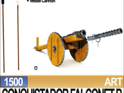 Conquistador Cannon Falconet B 1500 3D model