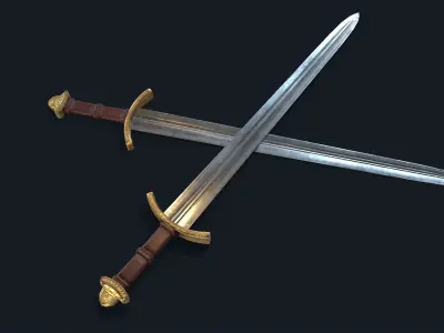 Medieval King Sword Low-poly 3D model