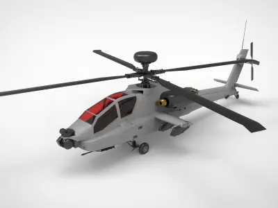 AH-64 Apache grey matte 3D model