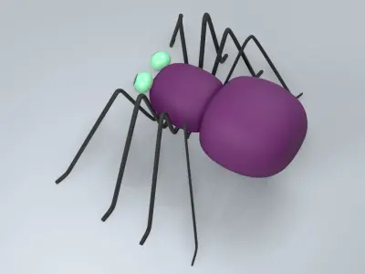 Friendly Spooky Spider Cartoon Styled Character 3D model