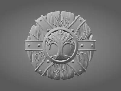 Stylized Yggdrasil Viking Shield - Tree of Life 3D model