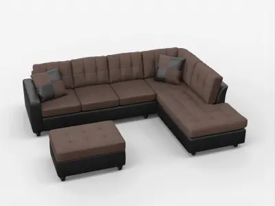 Mallory Tufted Upholstered Sectional Free 3D model