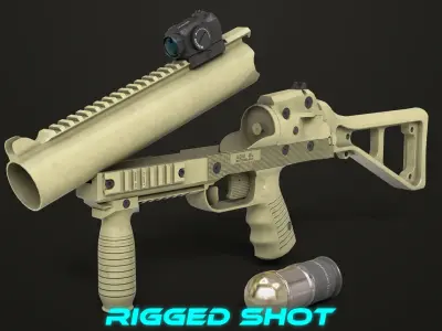 Grenade Launcher 06 Brown All PBR Unity UE Textures Low-poly 3D model