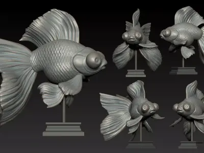 GoldFish four statues Free 3D print model