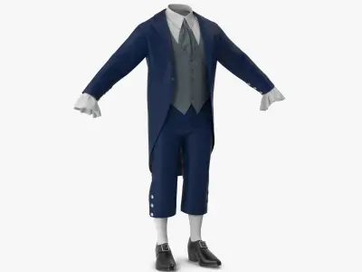 Tailcoat Suit and Shoes 3D model