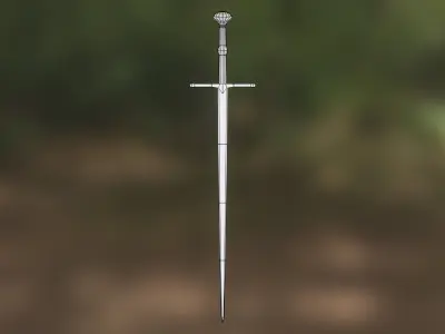 Lowpoly medieval rusted longsword - PBR Low-poly 3D model