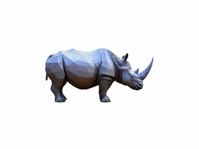 Lone Rhino In The Savanah 3d Model 3D model