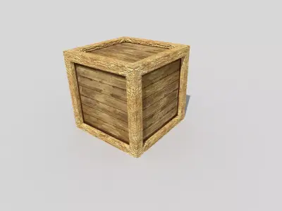 low poly wooden box Low-poly 3D model