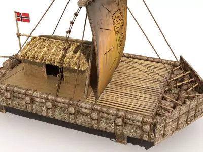 The Kon-Tiki Raft Low-poly 3D model
