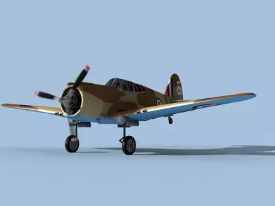 Curtiss H-75C Mohawk V23 RAF 3D model