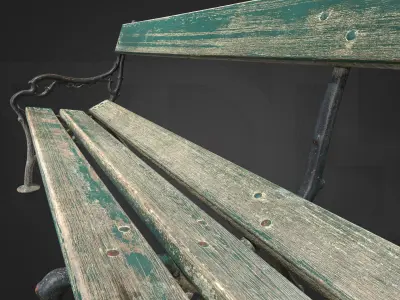 Garden Bench Wood Low-poly 3D model