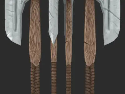 Steel roughly forged axe Low-poly 3D model