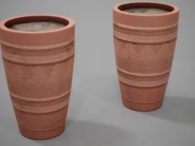 Plant Pots Low-poly 3D model