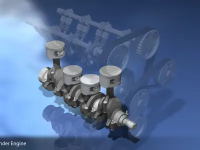 Engine Inline Four-Cylinder 3D model