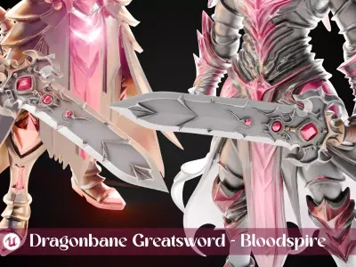 Stylized Sword - Dragonbane Greatsword Bloodspire - Game Ready 3D model