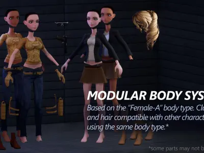 SGT SARA MODULAR DETECTIVE FOR UNREAL ENGINE Low-poly 3D model