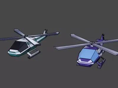 Lowpoly commercial helicopter for game Free low-poly 3D model