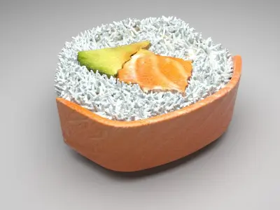 Sushi Roll With Salmon Fish 3D model