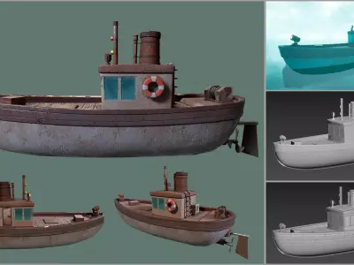 Stylized Low-poly Boat Low-poly 3D model