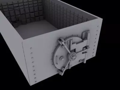 Safe 3d model inside of box Low-poly 3D model