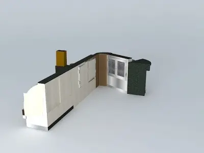 Kit kitchen with refrigerator and oven Free 3D model