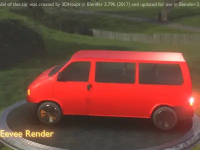City Car 31 Commercial Minibus Type-C Red Low-poly 3D model