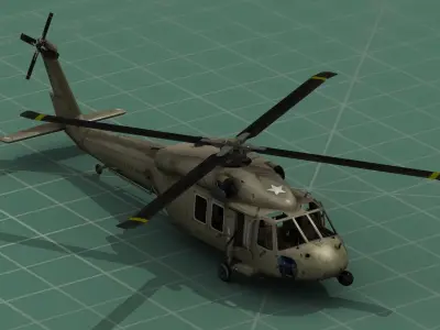 UH-60 Blackhawk Military Helicopter 3D Print Model Kit 3D print model