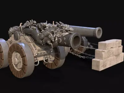 Chinese Zodiac Animals Cannon Low-poly 3D model