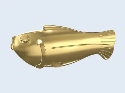Vintage antique bronze gold fish for visualization and printing Low-poly 3D model