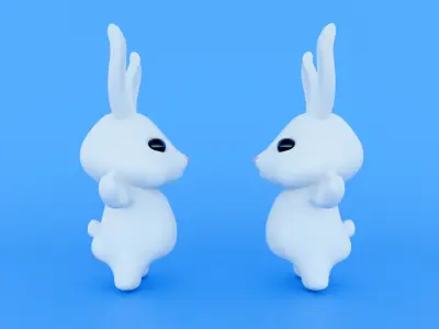 Standing rabbit character 3D model