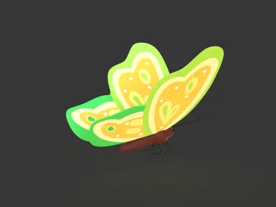 Butterfly Wing Flapping 4 Animated Low-poly 3D model
