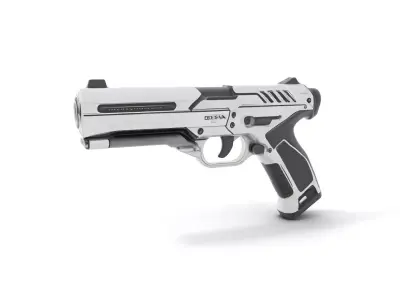 Sleek Silver Handgun model pack Low-poly 3D model