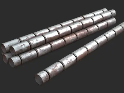 Metallic Pipes Duct Low-poly 3D model