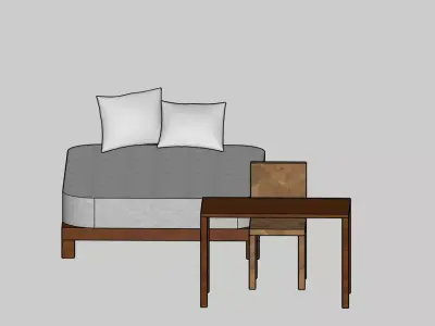Modern Bedroom Furniture Set  Bed Mattress Desk Chair  3D model