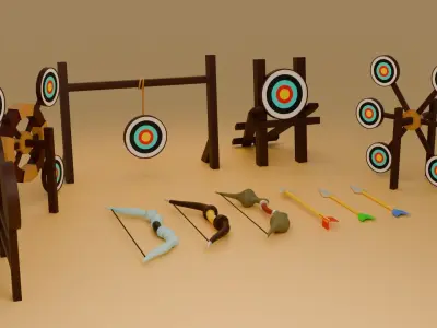 Low poly Archery game assets pack Low-poly 3D model
