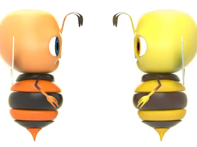 Bee Toon Character Low-poly 3D model