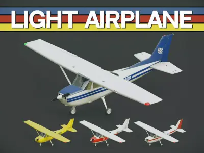 Light Airplane Low-poly 3D model