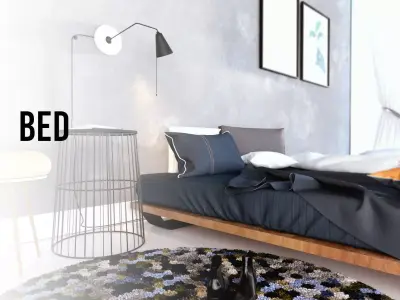Bed with textures Free 3D model