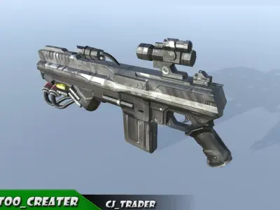 Modern Sci-Fi Space Gun 3D Model Low-poly 3D model