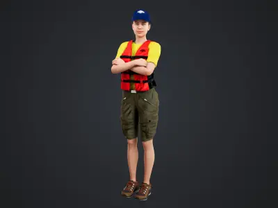 Kayak Canoe Athlete Low-poly 3D model