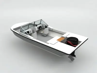 Fishing Motor Boat Dinghy 1 Low-poly 3D model