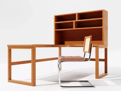 Modern Study Table and Chair Set 3D model