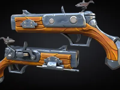 Stylized Musket Low-poly  Low-poly 3D model