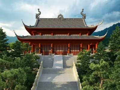 China temples church Historical sites palace Tang dynasty 3D model
