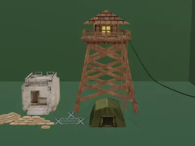 Low Poly Military Camp Pack Low-poly 3D model